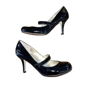 Steve Madden Loucee Black Patent Leather Mary Jane Pump Size 7 Heel Shoe Y2K